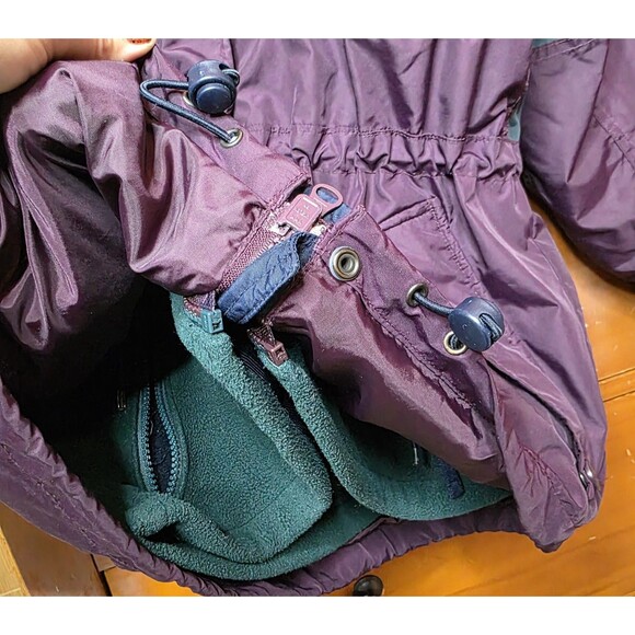 Vintage Columbia Long’s Peak Two Piece Coat Small Purple Green Fleece Lined Hood - Picture 2 of 16